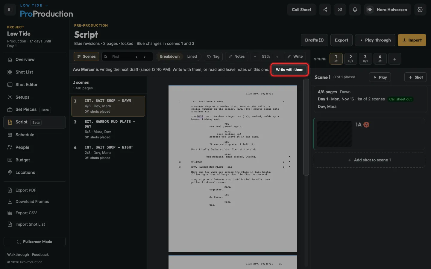 The notice that Ava is writing, with Write with them outlined