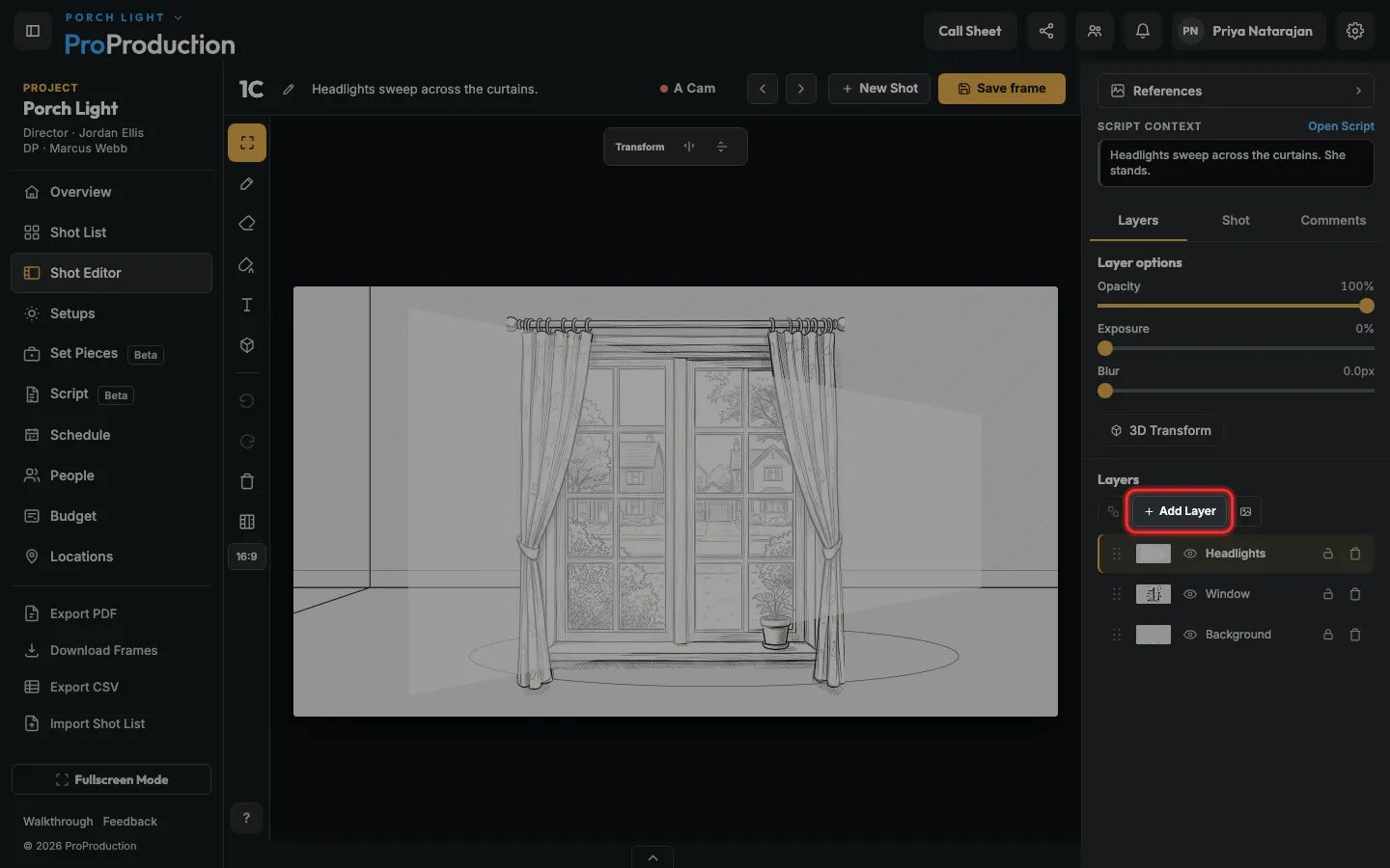 The Layers list with Add Layer outlined