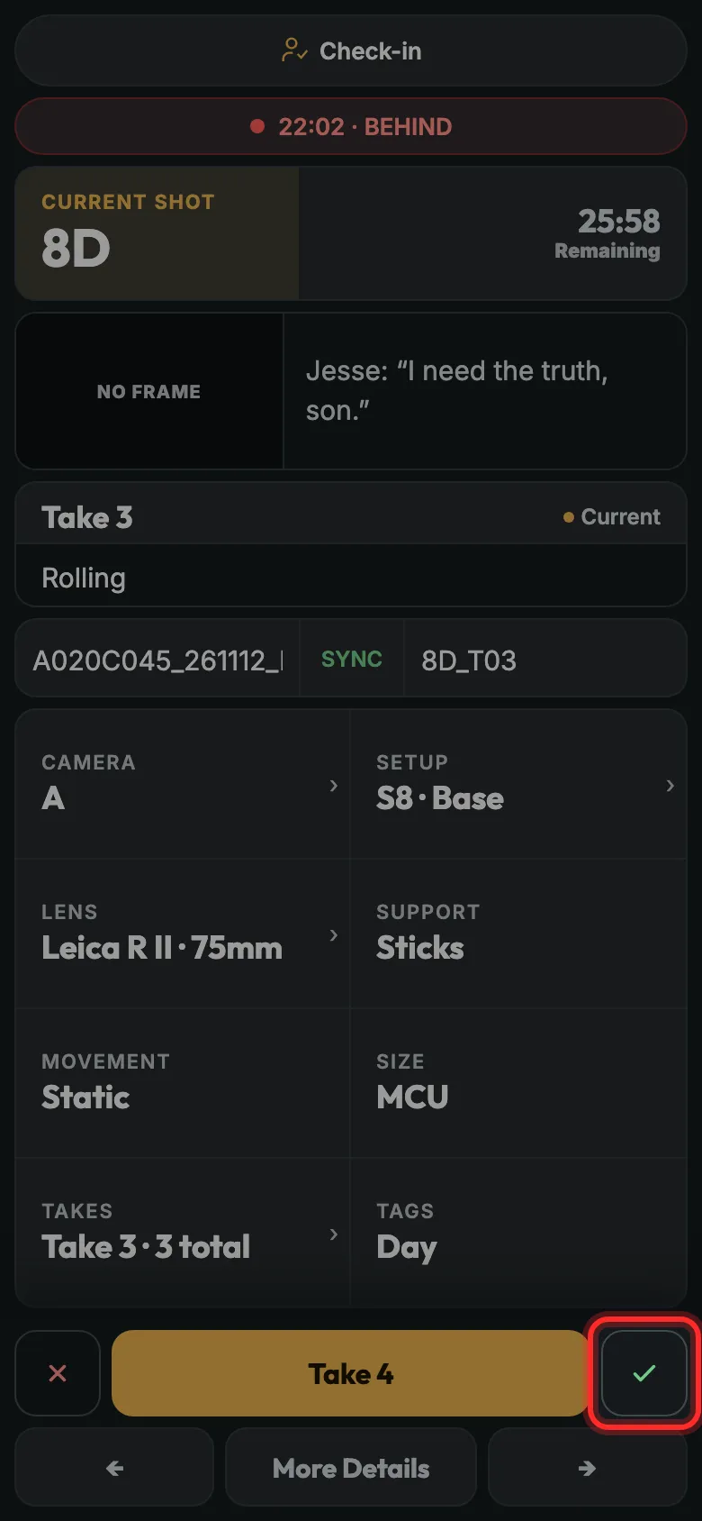 The phone Live board with the done button outlined