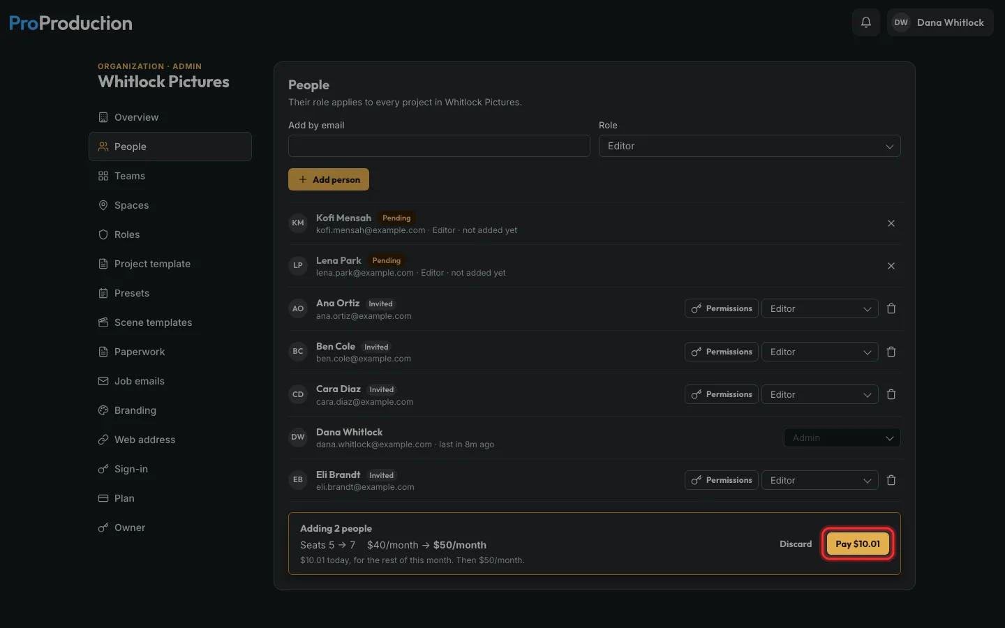The pending bar’s Pay button outlined
