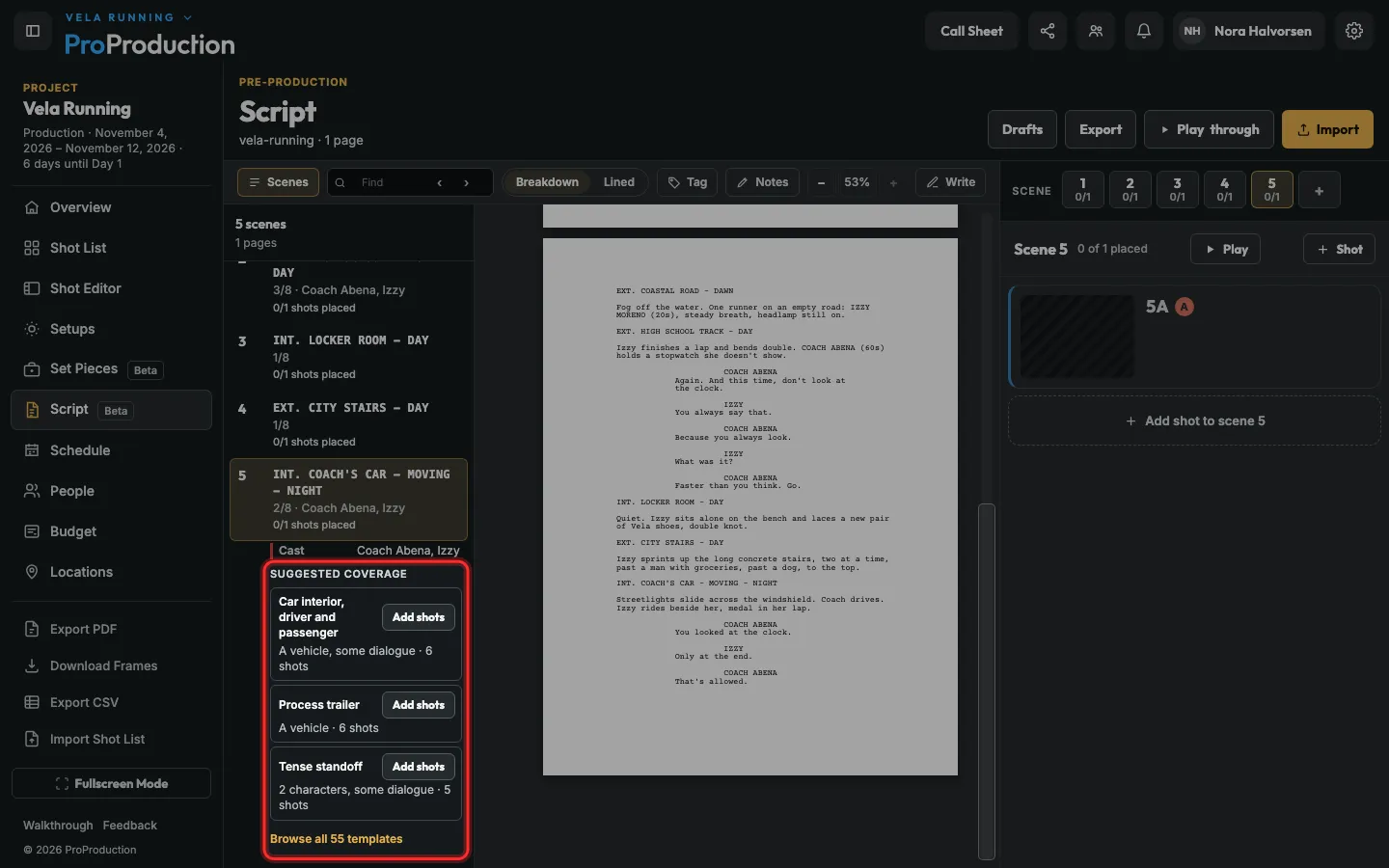 Suggested coverage with three templates outlined